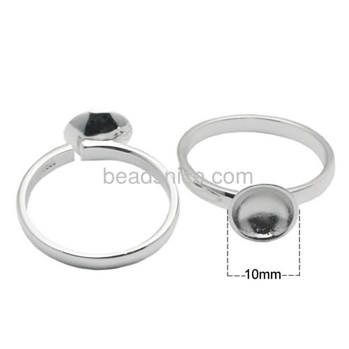 925 silver ring blanks base initial finger rings manual polishing 10mm pad wholesale jewelry findings handmade gifts DIY