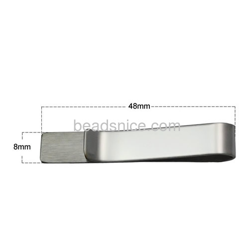 Stainless steel tie bar clip brushed silver tone matte finish 316 steel
