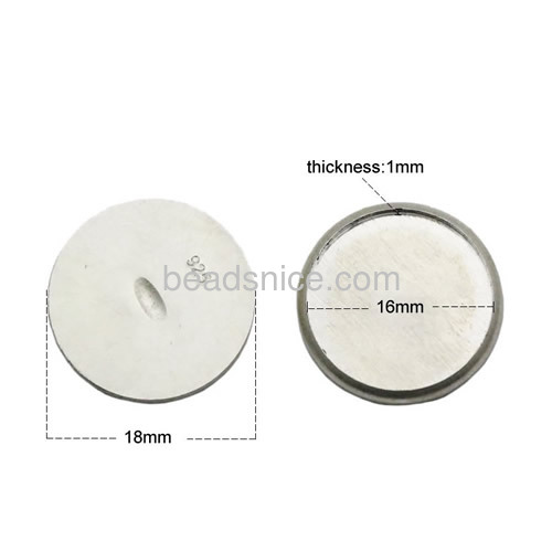 Silver round cabochon setting 16mm cabochon base settings wholesale fashionable sterling silver jewelry DIY