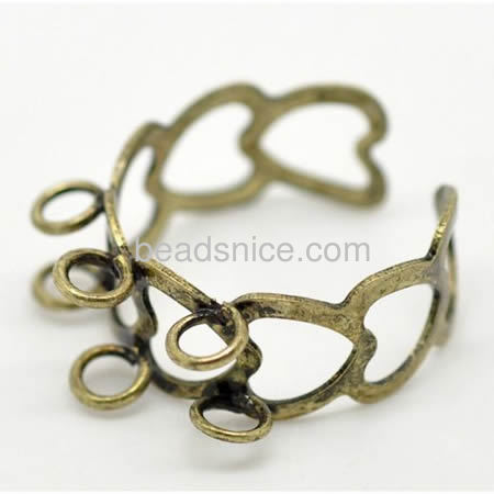 Rack plating round Brass finger ring settings，Lead-safe and nickel-free