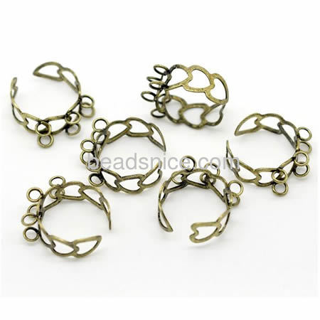 Rack plating round Brass finger ring settings，Lead-safe and nickel-free