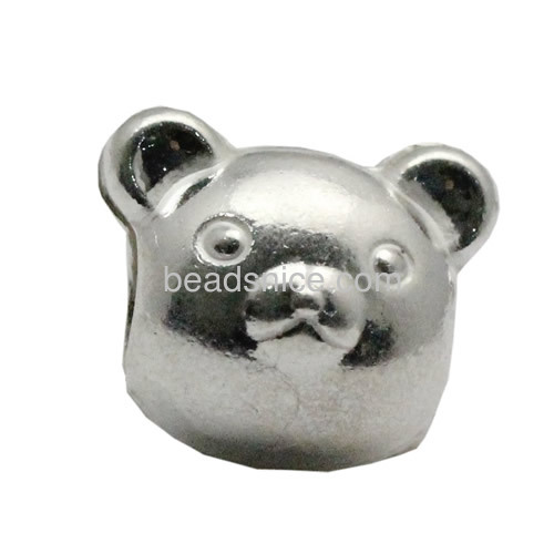 Sterling silver beads bear shaped charm beads accessories for jewelry making handmade gift for her