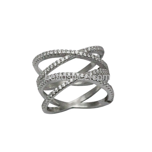 Solid 925 sterling silver geometric shape rings CZ diamond promise ring double cross trendy women jewelry