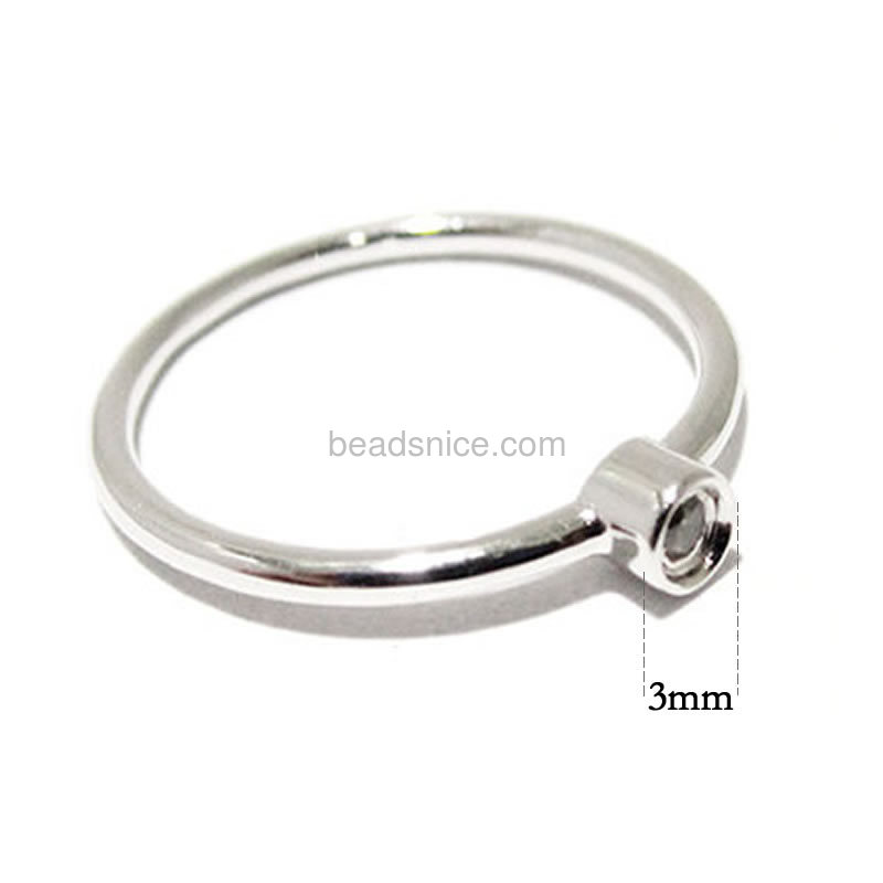 Sterling Silver  Bezel One CZ Accent Over The Midi Tip Top of Finger Above Finger Knuckle Ring fit 2mm gemstone