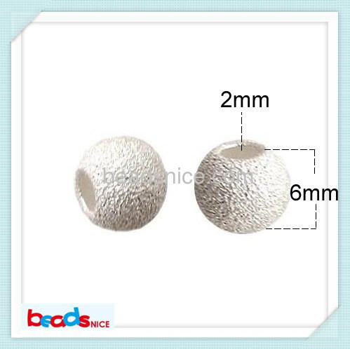 Spacer beads wholesale  sand surface round sterling silver 925
