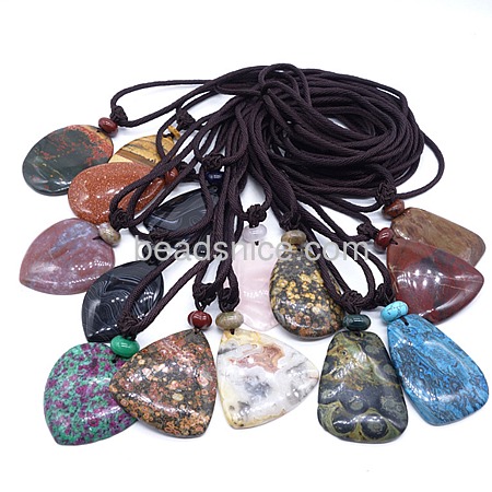 Necklace with nature gemstone pendant agate stone jewelry for gift