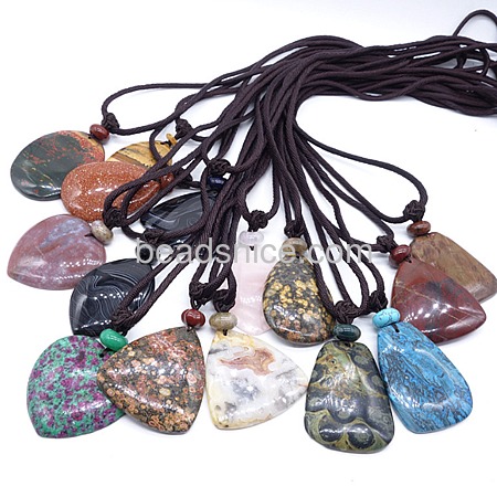 Necklace with nature gemstone pendant agate stone jewelry for gift