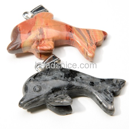 Charming mixed natural agate fish gemstone jewelry necklace pendant for necklace making
