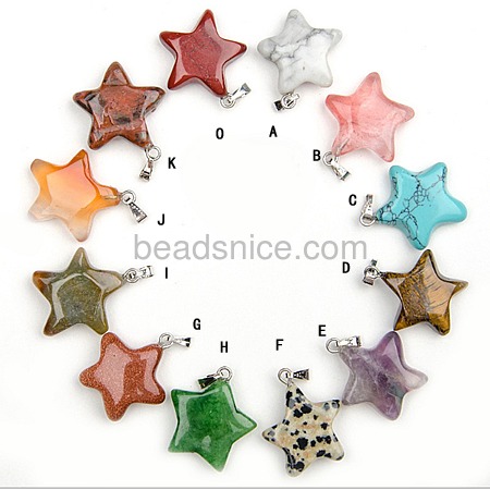 Ready for use with lobster clasp natural gemstone star pendant  fit people necklace key ring chain charm