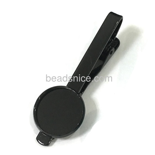 Wholesale spray painting tie clips blanks with round bezel trays for jewelry making accessories