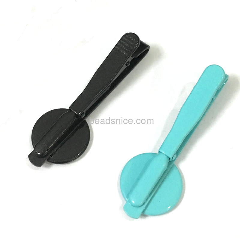 Wholesale spray painting tie clips blanks with round bezel trays for jewelry making accessories