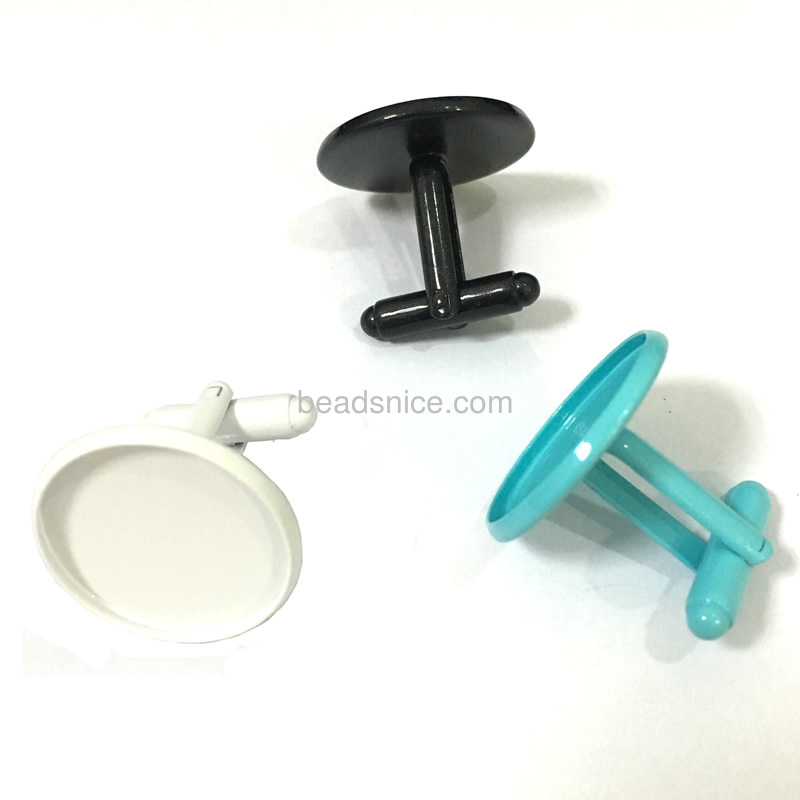 Spray painting cufflinks  blank settings round blanks bezel base for cabochon cameo diy cufflink findings