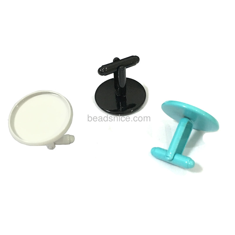 Spray painting cufflinks  blank settings round blanks bezel base for cabochon cameo diy cufflink findings