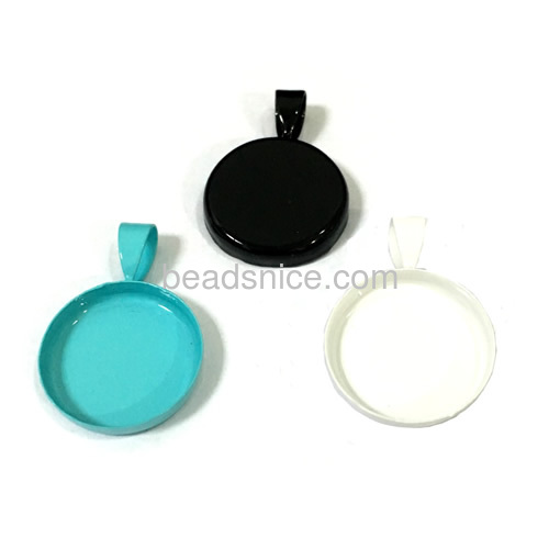 Round spray painting blank photo pendant base trays customizable settings for jewelry making