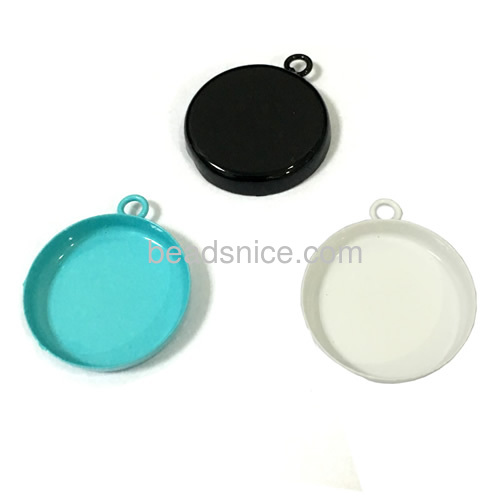 Round pendant cabochon setting spray painting metal copper jewelry pendant base blanks charms