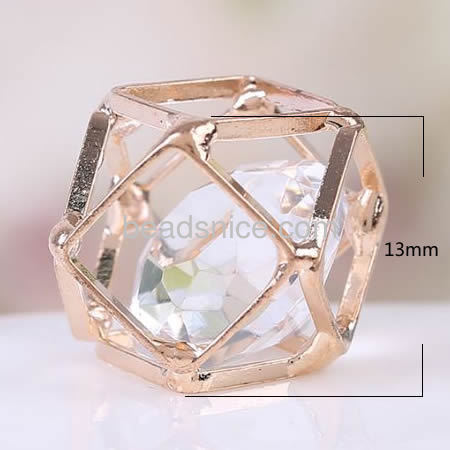Jewelry finding square with diamond shaped hollow out gold plated charm pendant