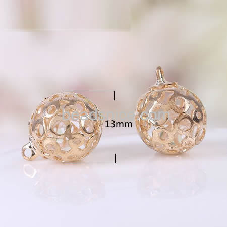 Pendant findings ball with diamond shaped hollow  pendant gold plated brass charms for neckalce