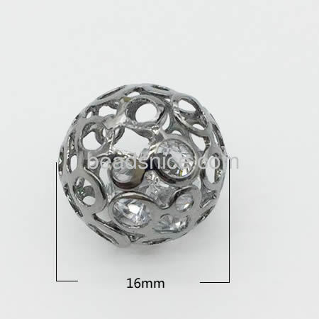 Jewelry finding ball with diamond shaped hollow out iron charm pendant for neckalce