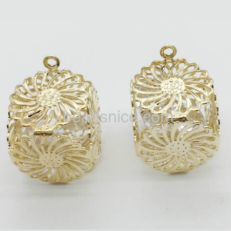 Rhinestone pendants square hollow  flower for necklaces earrings bracelets jewelry making