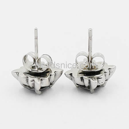 Stainless Steel Earrings Posts with rhinestone mounting settings