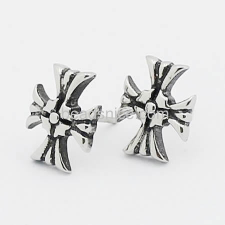 Vintage stainless steel cross stud earrings four arm cross studs jewelry