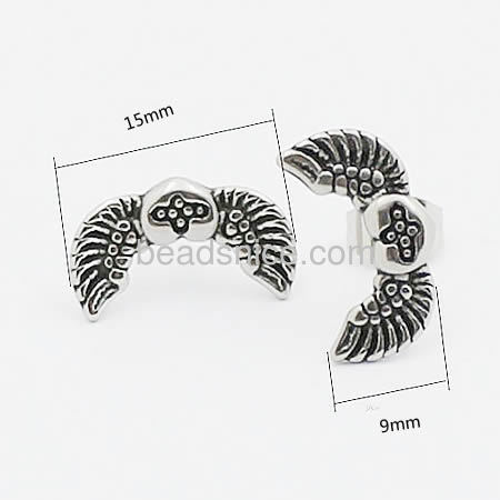 Wholesale stainless steel vintage wing stud earrings for women jewelry