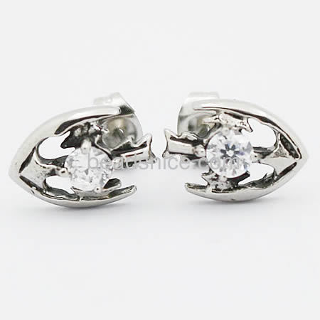 Stainless steel classic crystal CZ diamond jewelry stud earrings for her