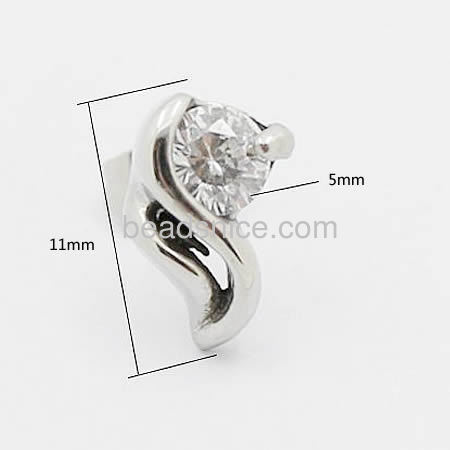 Diamond stud earring of stainless steel stud earring with round clear CZ