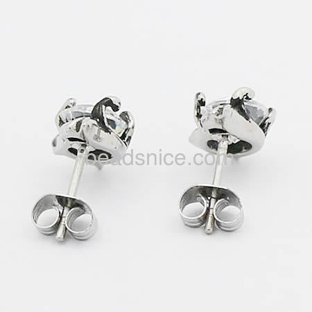 Stainless steel crystal earring simple jewelry design round zirconia earrings