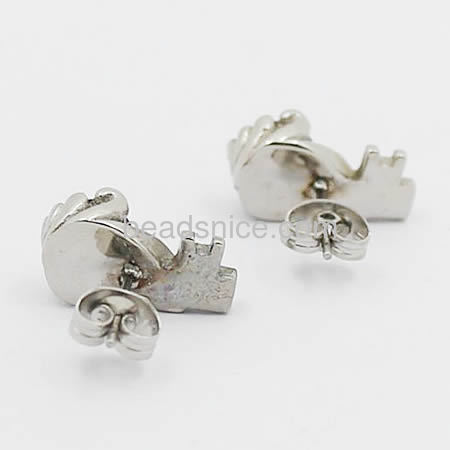 Stainless steel stud earrings with zirconia rhinestone women jewelry