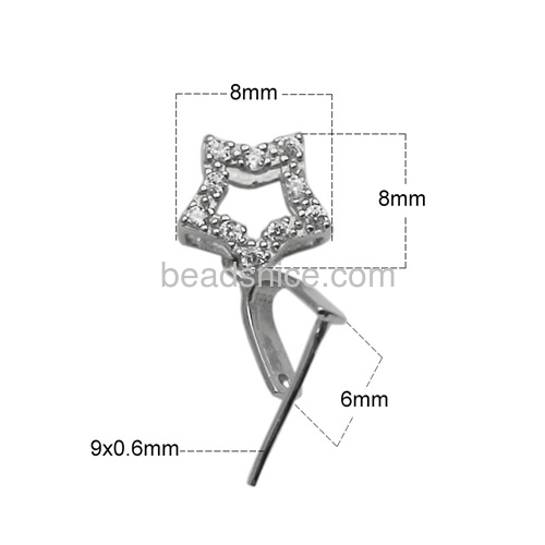 925 sterling silver star pinch bail for pendants DIY jewelry findings in platinum plated