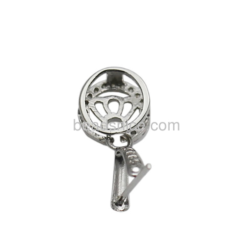 925 sterling silver crown pendant pinch bail connector findings with zircon handmade pendant bails