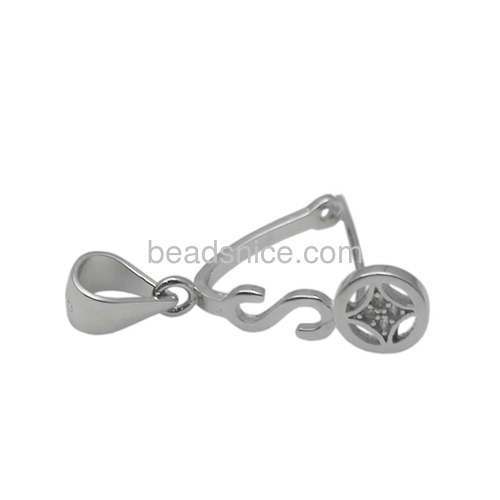 Solid 925 sterling silver pinch bail connector pendant  clasp for diy jewelry making