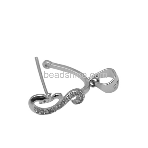Jewelry findings 925 sterling silver heart bail pinch clasp for pendants diy necklace bail