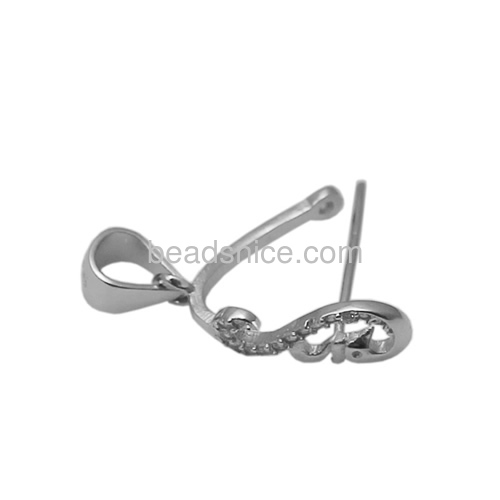 Jewelry findings 925 sterling silver heart bail pinch clasp for pendants diy necklace bail