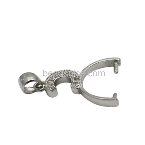 Pure 925 sterling silver pinch bail pendant clasp jewelry connector findings for necklace making
