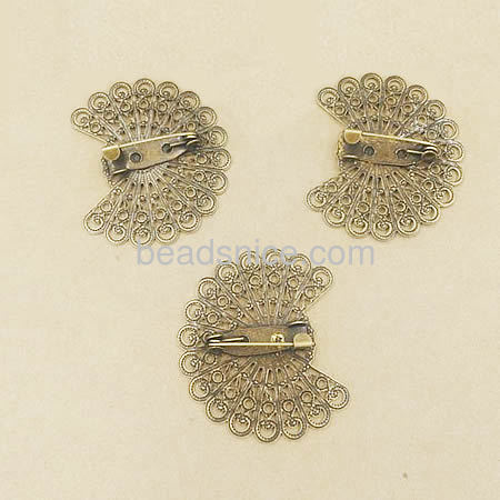 Brooch pin base flower flat round design for lead-safe nickel-free