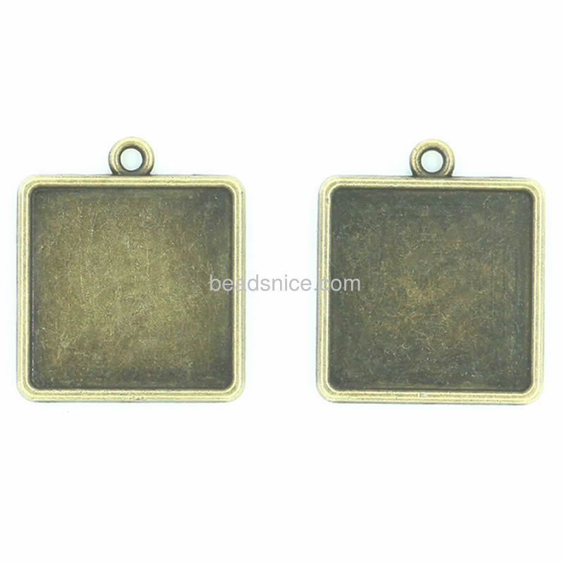 Double side square pendant tray, handmade plating, depth 1mm