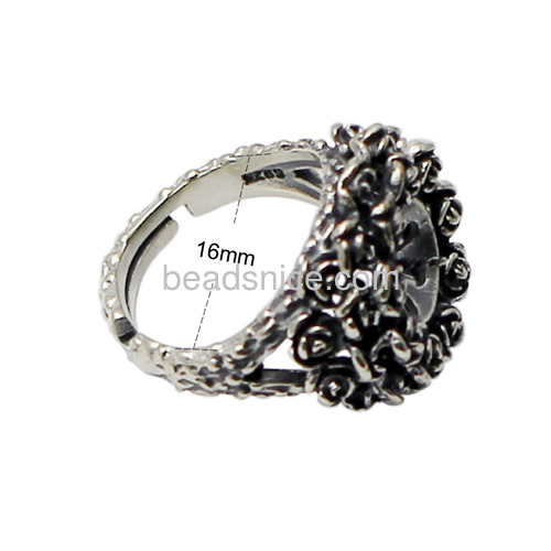 Thai sterling silver ring setting flower thai silver jewelries making fine silver rings wholesale for women retail