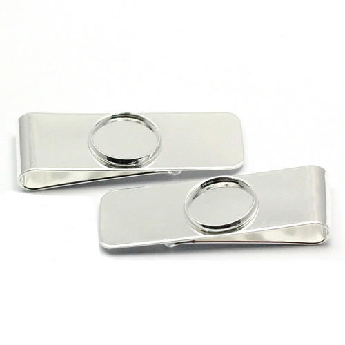 Money clip  brass with 18mm round bezel setting for men jewelry findings