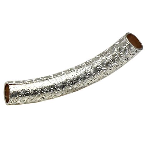Sterling silver tube beads curved silver tube beads sterling silver capillary tube bright silver tube beads tiny tube beads