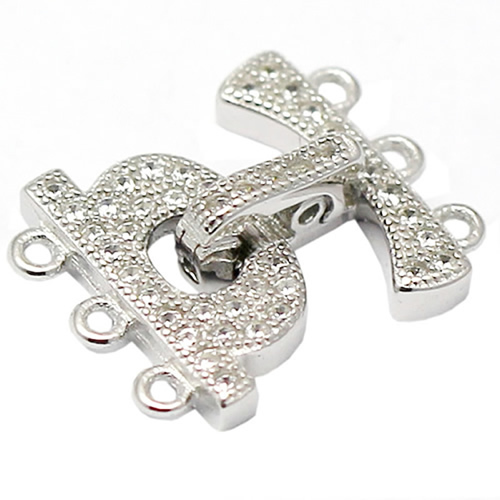 925 sterling sliver snap-on clasp inlaying zircon with bails making necklaces and bracelets