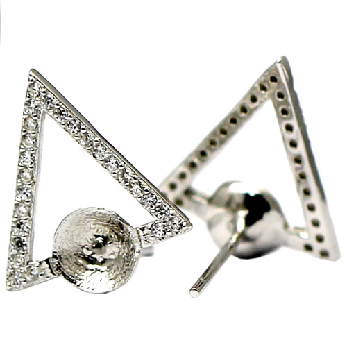 925 sterling silver stud earrings setting triangle inlaying zircon fashion girl style