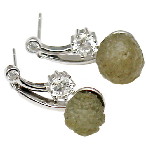 Pure silver stud earrings inlaying zircon earring components handmade without stone