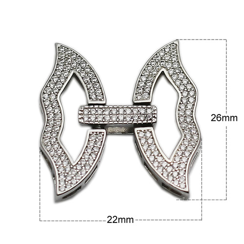 Hot selling handmade fashion jewelry 925 sterling silver clasp with zircon pave special design fine jewelry components for women