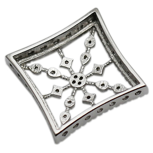 Fancy 925 sterling silver square pendant inlaying zircon pave fashion design fine silver jewelry accessories diy for lady