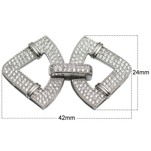 Luxury sterling silver clasp triangle clasp with zircon pave sterling silver 925 jewelry accessories for making lady pendant or