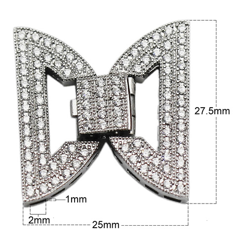 925 Sterling Silver Clasp inlaying zircon clear pave beautiful lady nacklace accessories diy wedding gift for lady