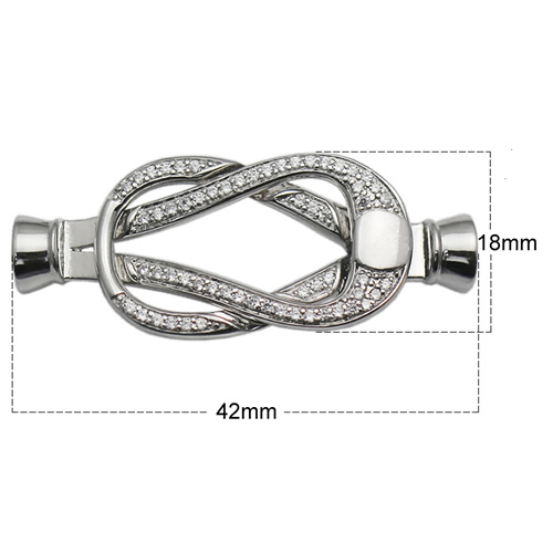 Latest design 925 sterling silver clasp inlaying zircon pave pure silver jewelry making valentines gift for lover