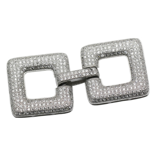 High end sterling silver square clasp inlaying zircon clear fashion style fine silver jewelry accessories christmas gift for wom